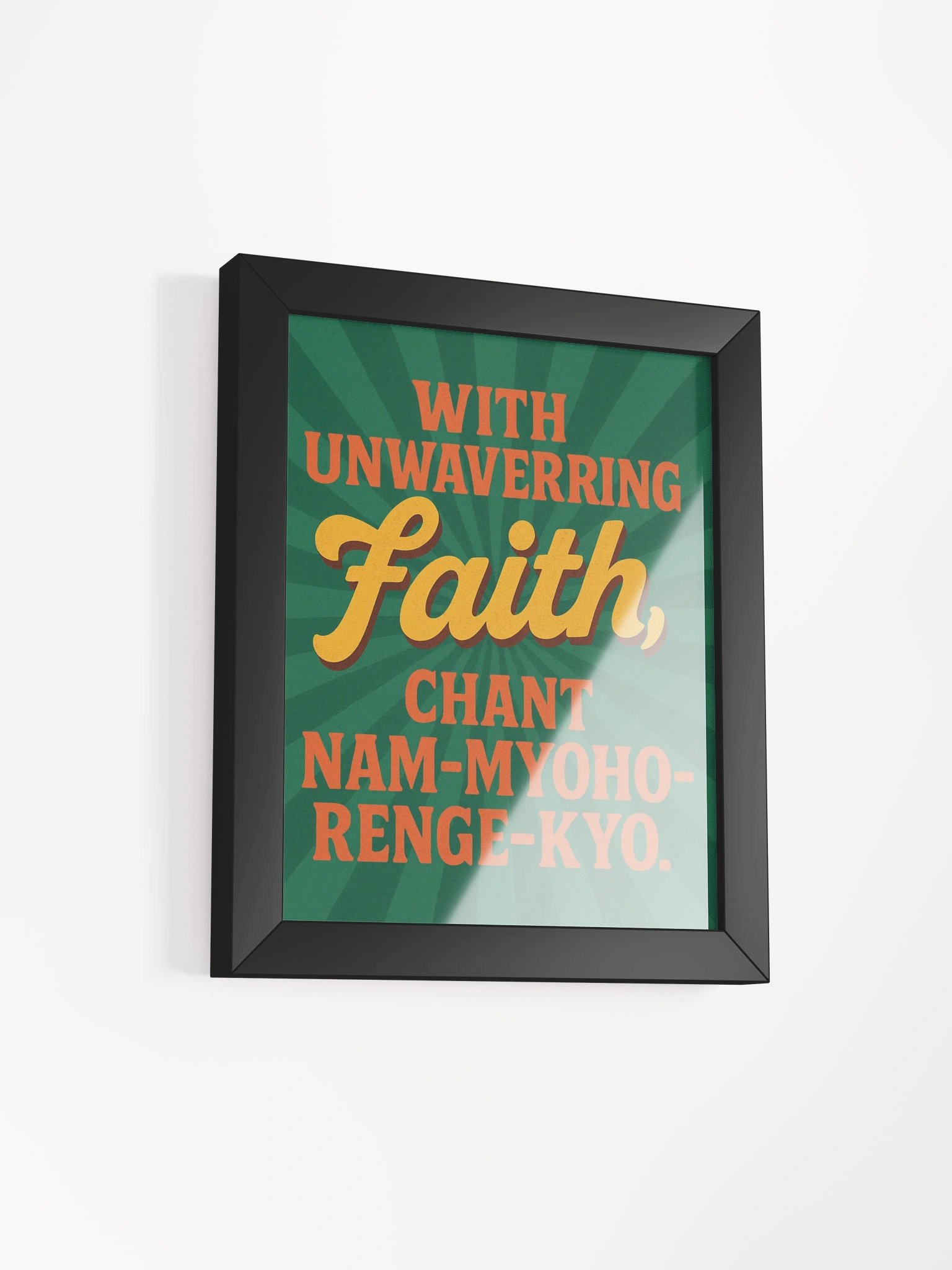 Framed Nichiren Buddhism Poster – “With Unwavering Faith, Chant Nam-Myoho-Renge-Kyo” – Inspirational Wall Art for Daily Practice product image (2)