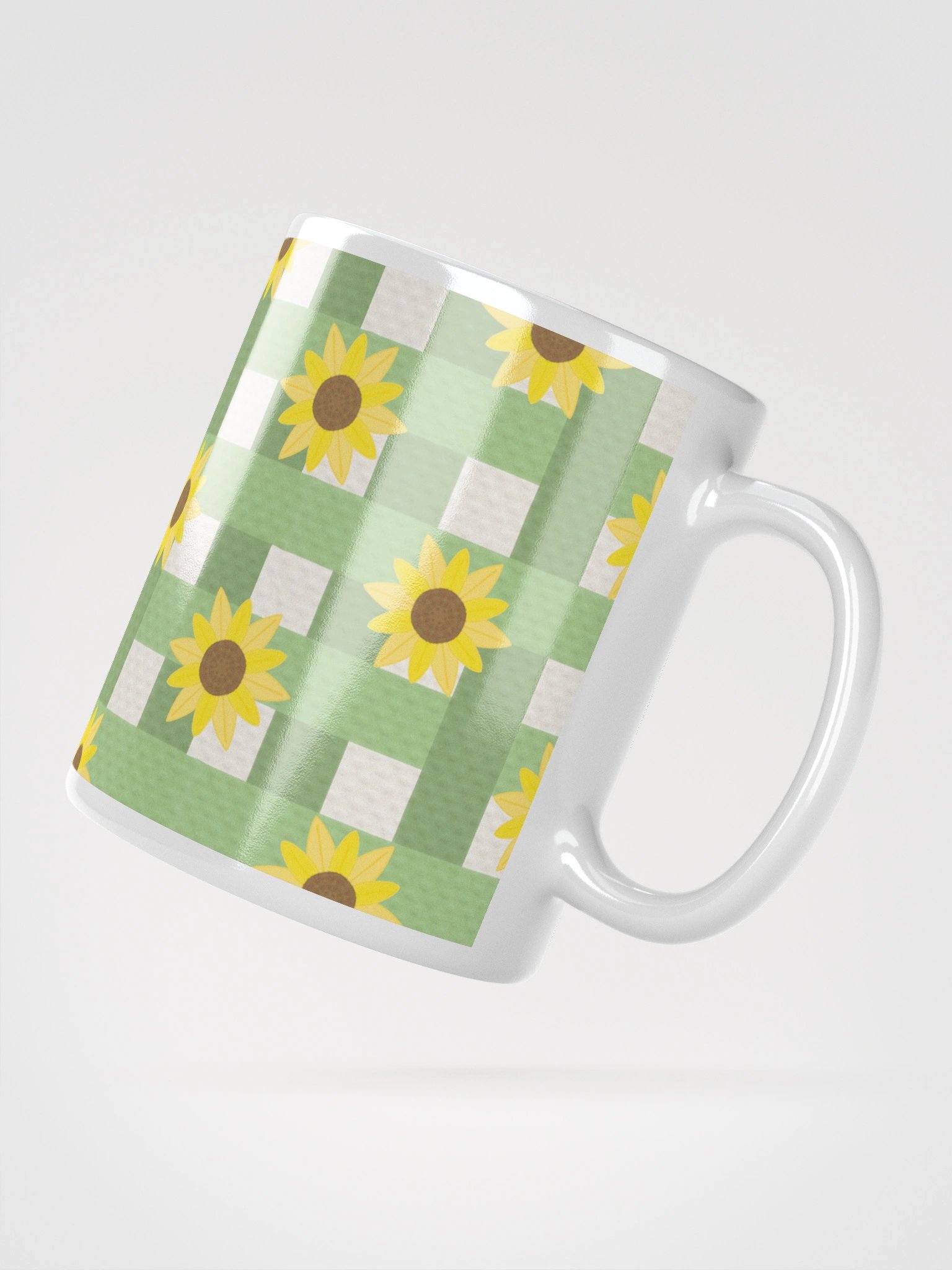 Sunflower Gingham in Green Mug product image (4)