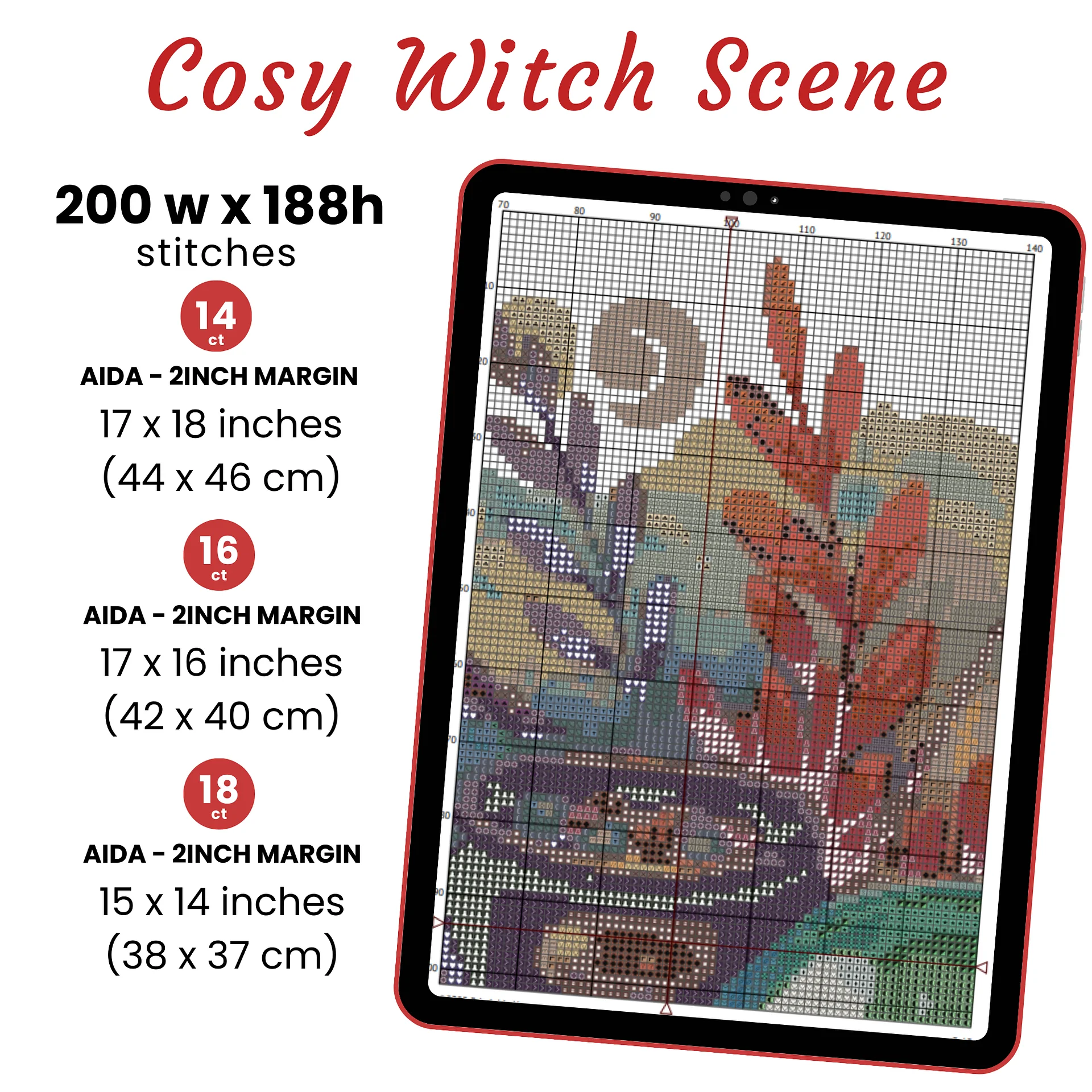 Cosy Witch Scene Cross Stitch Pattern product image (2)