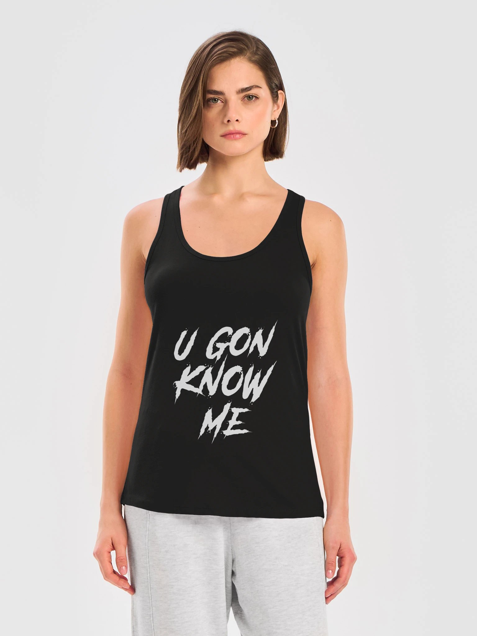 U Gon Know Me Women's Racerback Tank product image (3)