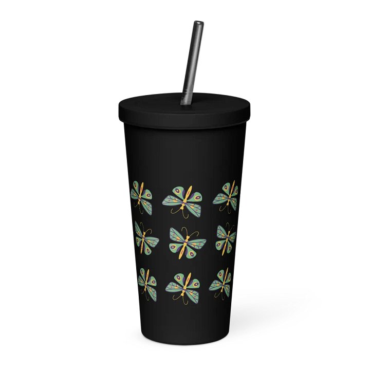 Insulated Tumbler with a Straw (butterfly) product image (1)