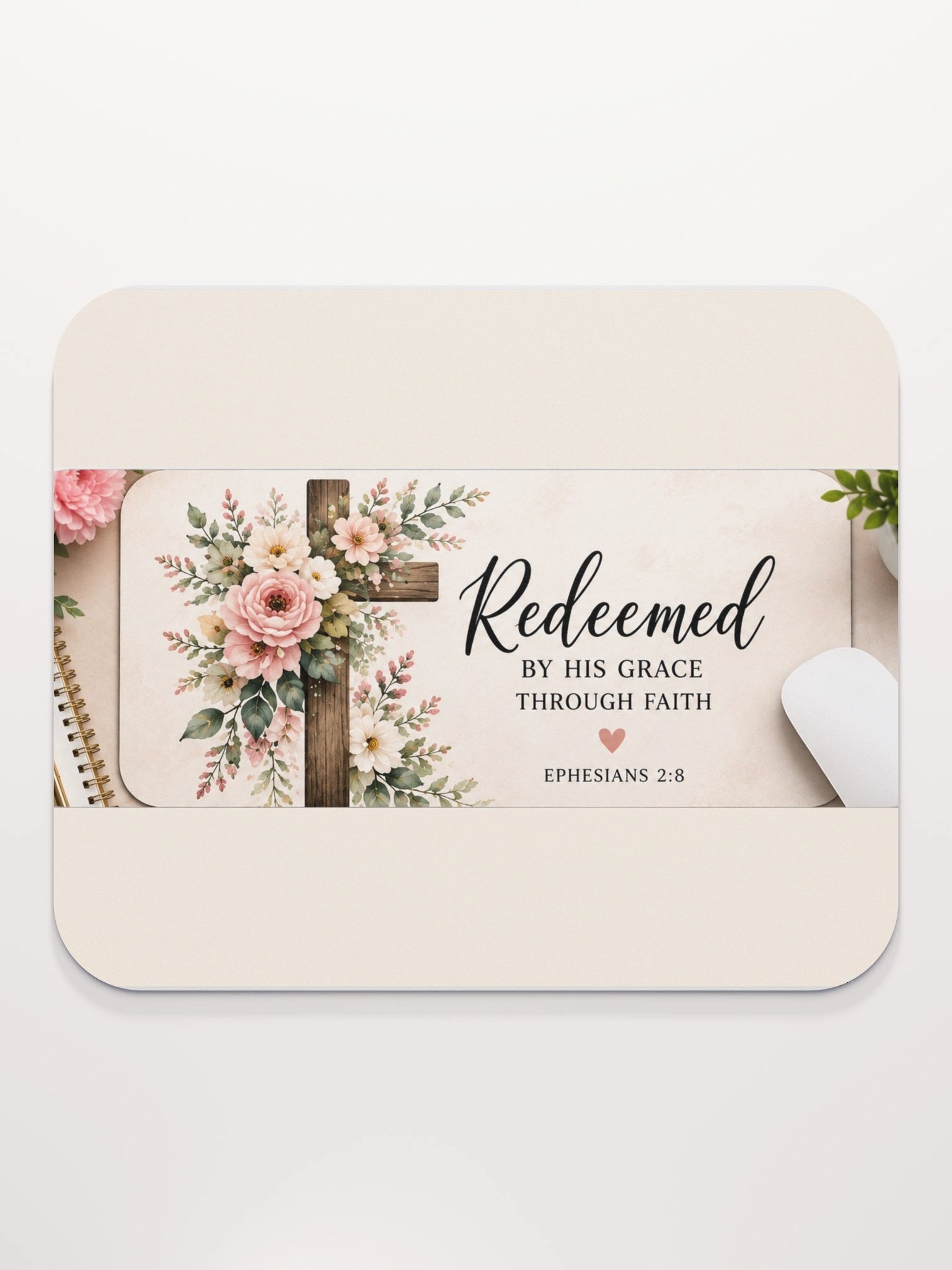 Redeemed Floral Cross Mouse Pad product image (2)