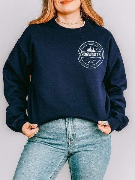 Magical School Badge Cozy Minimalist Fall Sweatshirt product image (7)