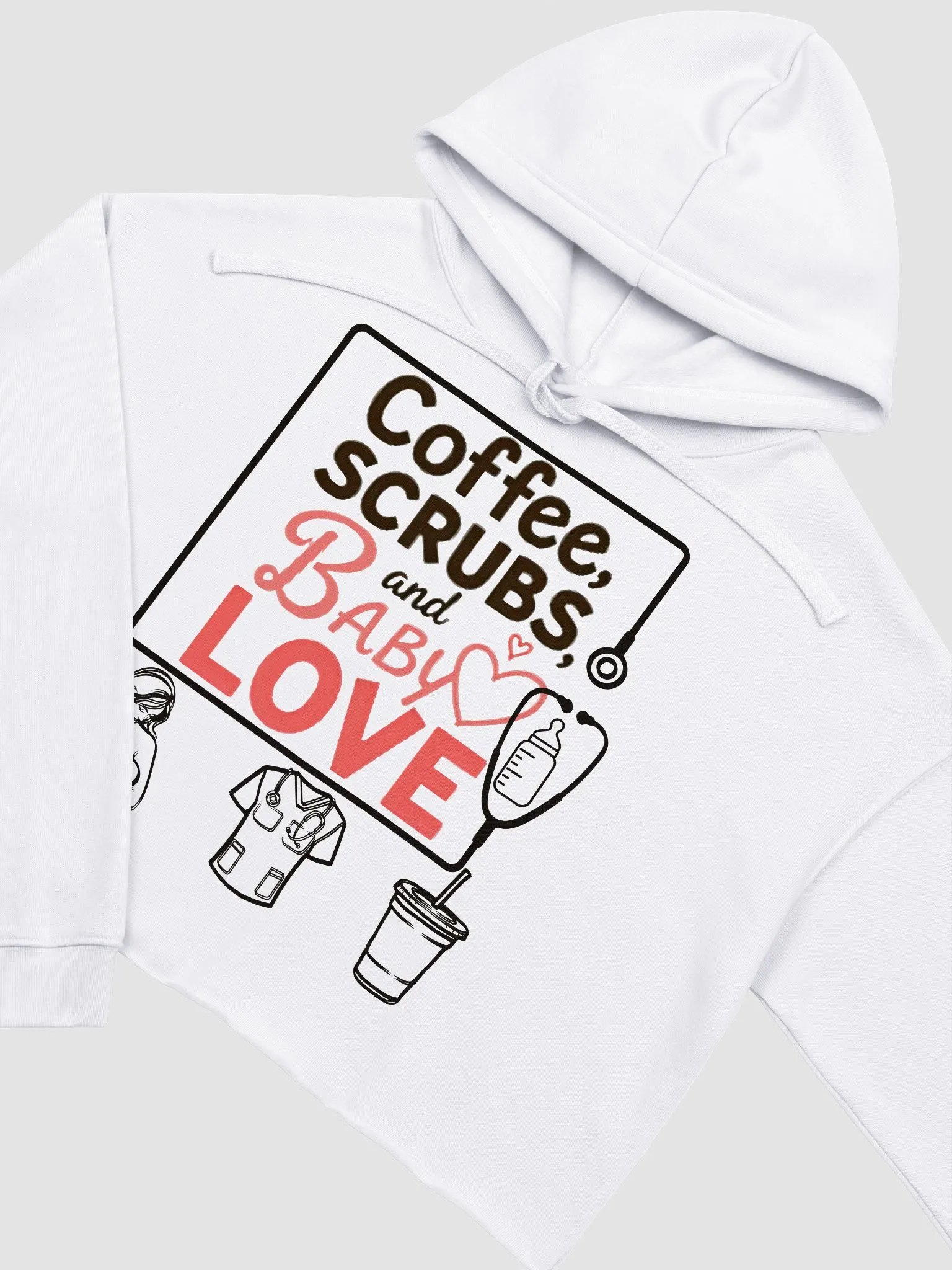 Coffee, Scrubs, and Baby Love Crop Hoodie product image (9)