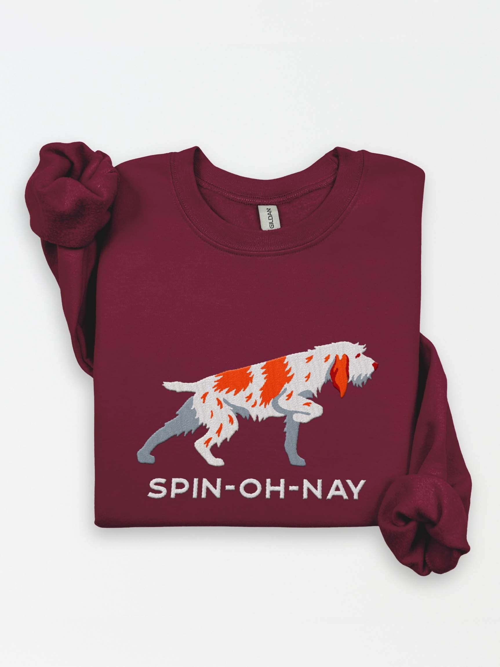 Spin-Oh-Nay Sweatshirt (Embroidered) of a Spinone Italiano(Orange & White) product image (1)