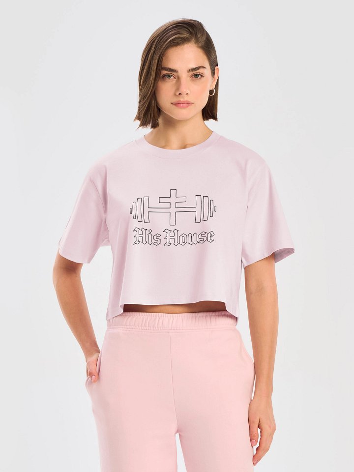 His House Womens Classic Crop Tee - Orchid/White/Ecru product image (1)