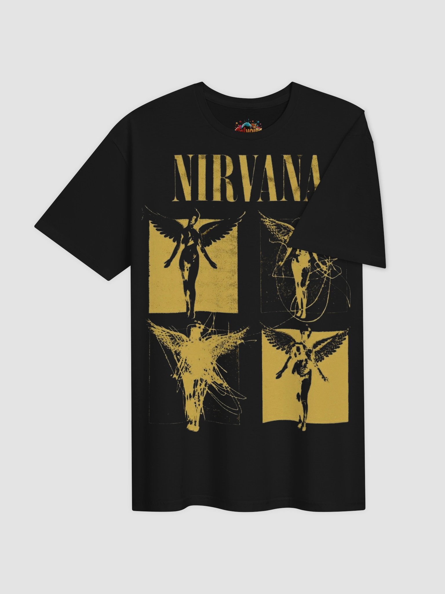 Nirvana In Utero T-Shirt | Angel Wings Four Panel Graphic Tee | Grunge Collector Vintage Band Shirt product image (4)