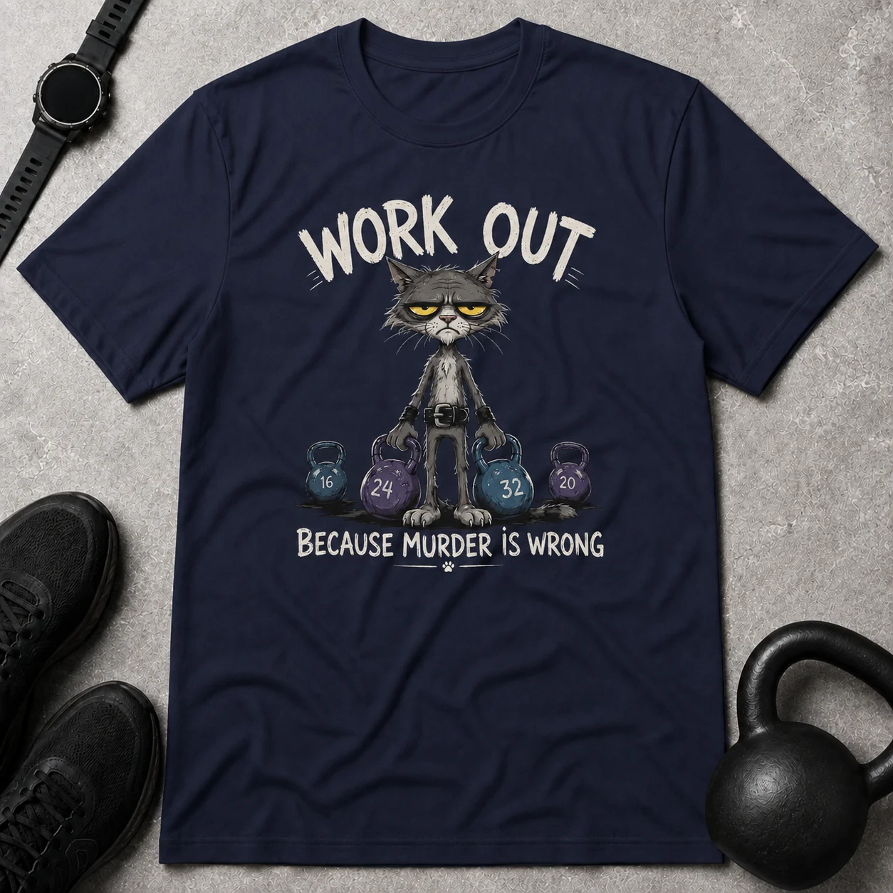 Work Out Cat T-Shirt product image (1)