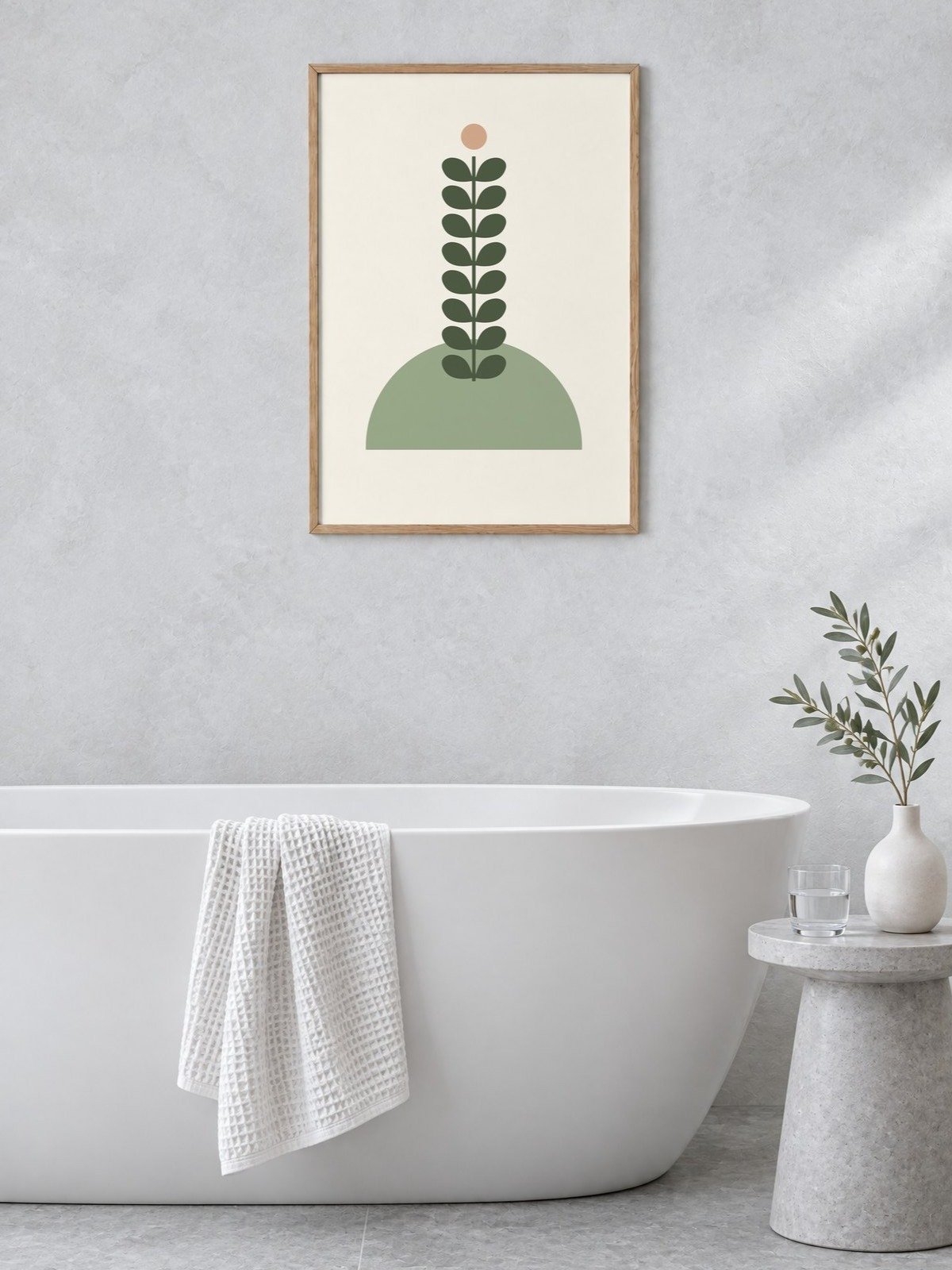 Minimalist Plant Stem Print | Sage Bathroom Wall Art product image (2)