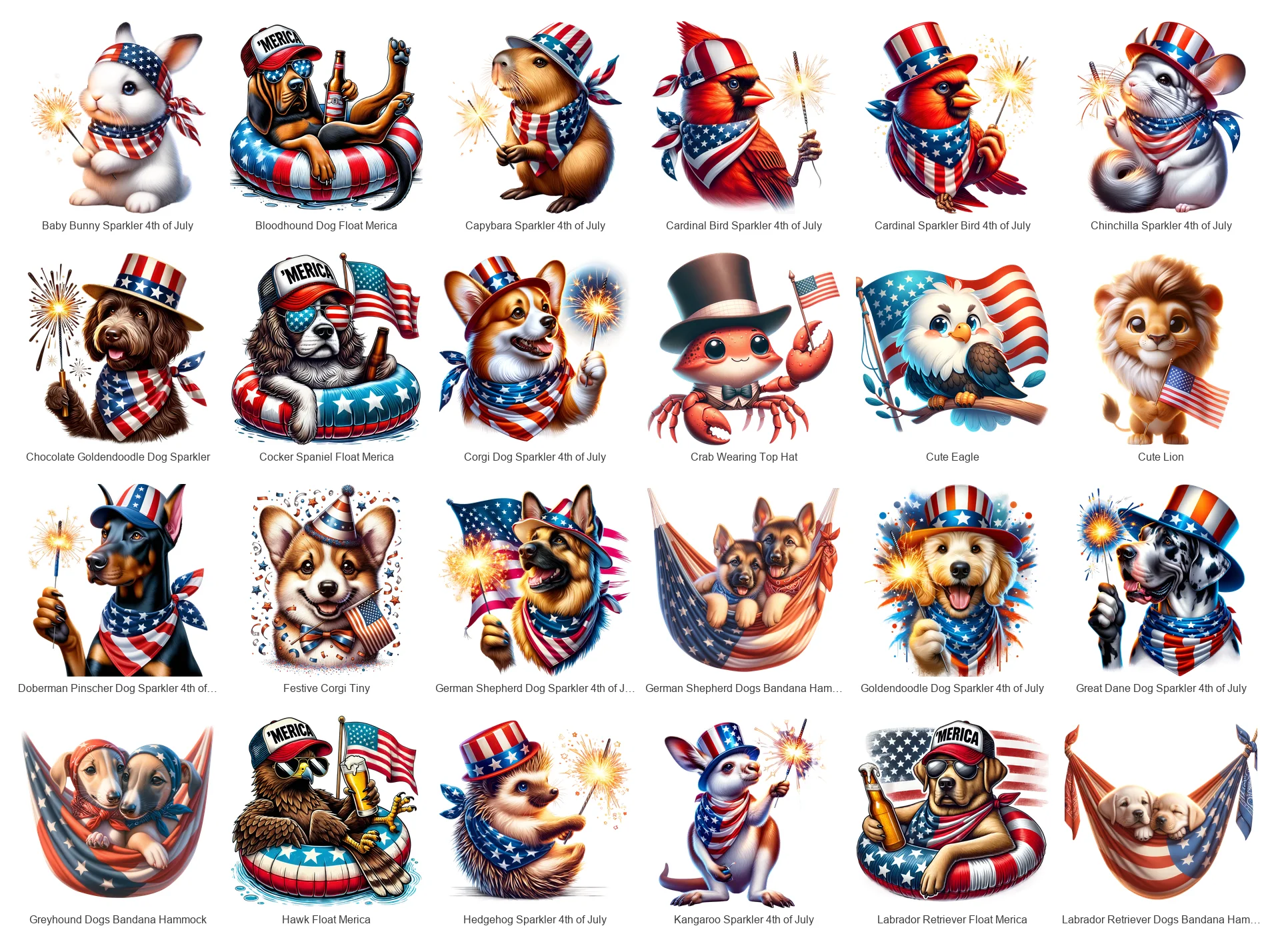 Patriotic 4th of July PNG Bundle Vol 2 | 72 Designs | Commercial Use | Sublimation Clipart product image (2)