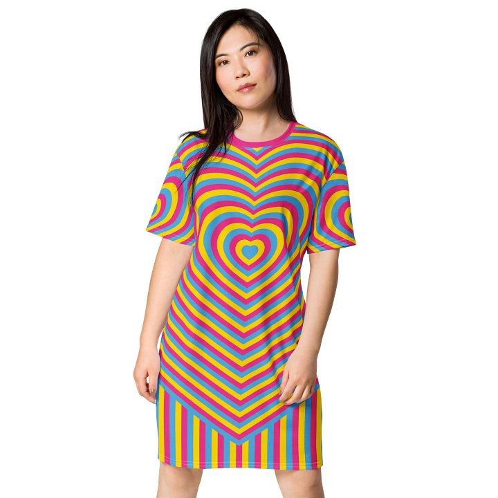 Pansexual Pride Hearts T-shirt Dress product image (1)