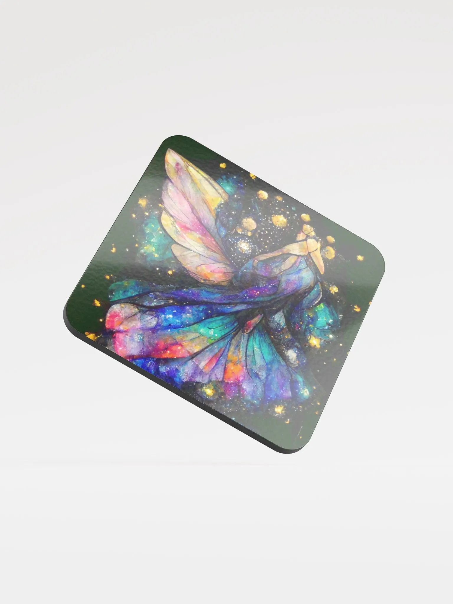 Cosmic Wings Glossed Cork Coaster product image (1)