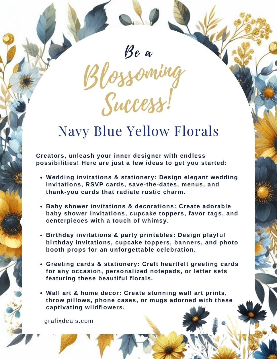 Navy Blue Yellow Gold Graphics for Commercial POD Use product image (4)