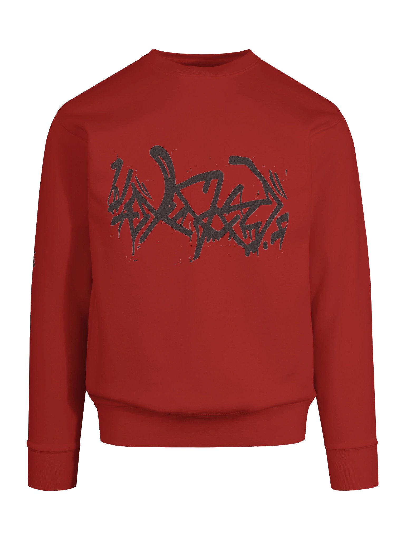 Hidenza Graffiti Tag Sweatshirt – Red Oversized Streetwear Crewneck with Panda Sleeve Detail product image (9)