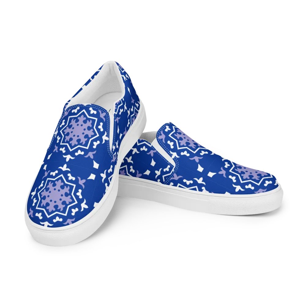 Blue Tile Canvas Slip-Ons for Women product image (12)
