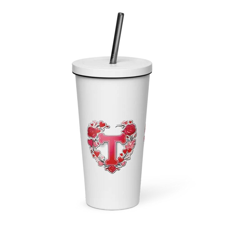 Valentine’s Monogram Letter T(1) White Tumbler product image (1)