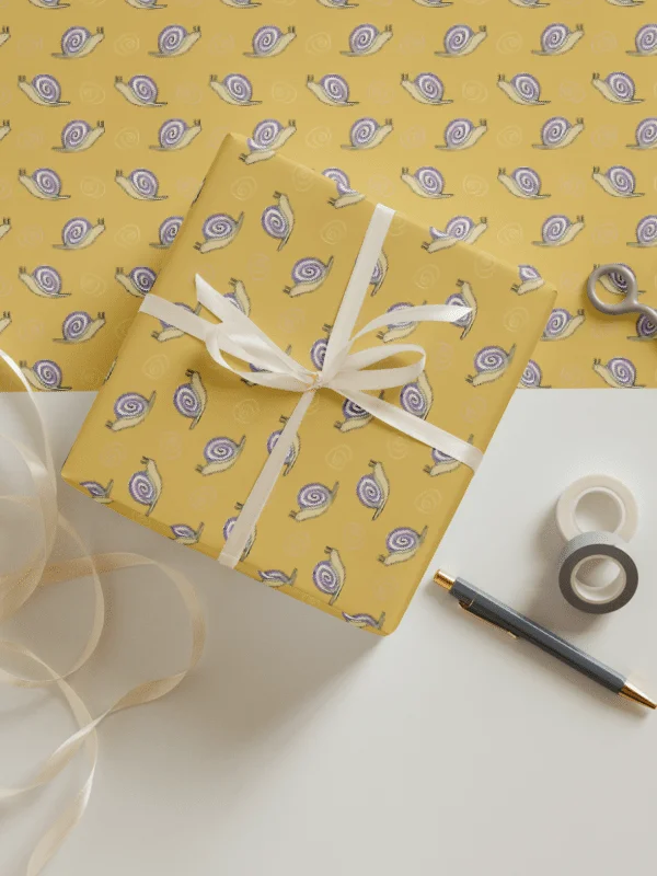 Snails Doodle Wrapping Paper in Yellow, 3 Pack product image (1)