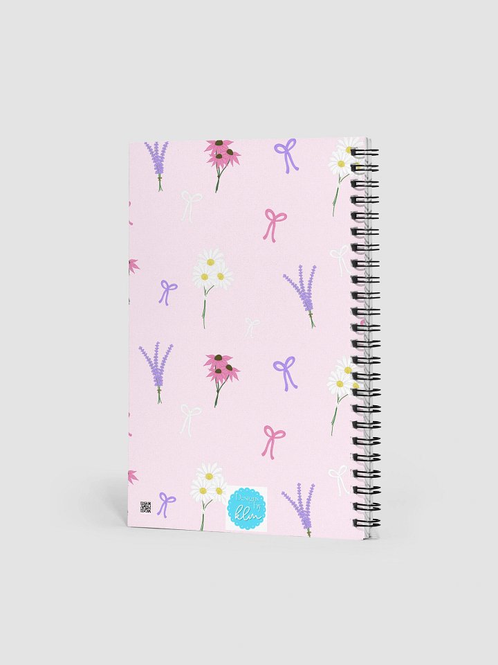 Wildflowers and Bows Pattern- Pink Background Spiral Journal product image (2)