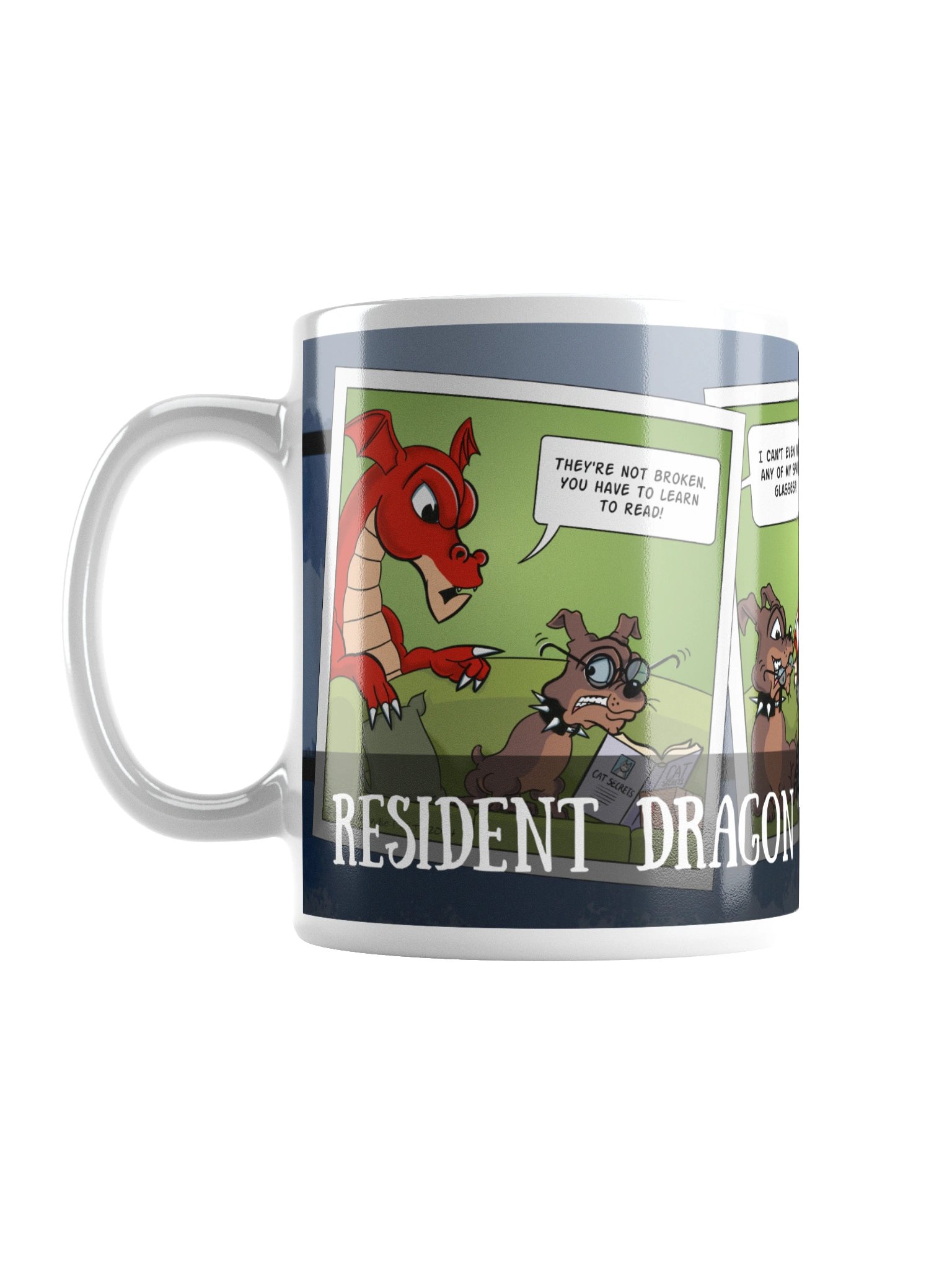 Resident Dragon Comic Read Three-Panel Mug product image (1)