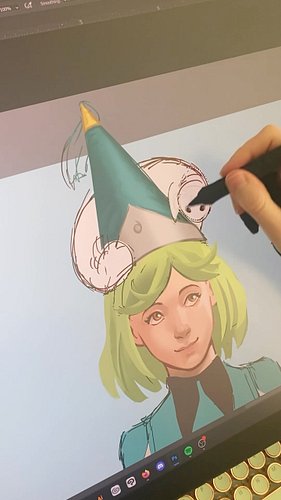 Work in progress!  Almost done with this drawing of Coco and brushbuddy #witchhatatelier #witchhatatelierfanart #workinprogress