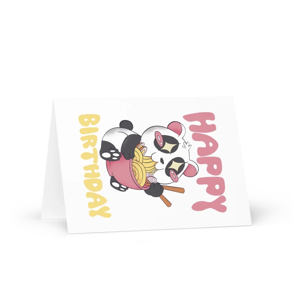 Happy Birthday (Panda Eating Noodles) Birthday Card 5" x 7" product image (1)