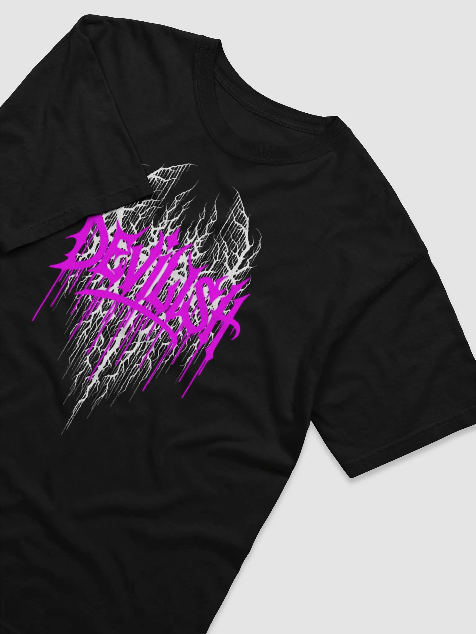 Devilish Graphic Grunge Tee - Neon Pink product image (1)