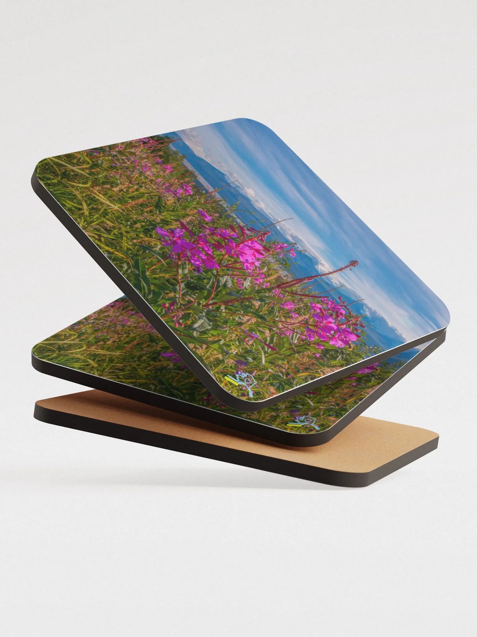 Delta River Fireweed Gloss Cork Coasters product image (4)