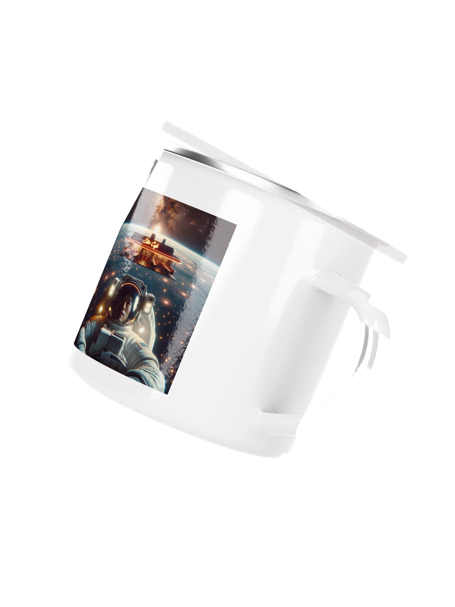 Cosmic Star Cafe Sci-Fi Enamel Coffee Mug product image (3)