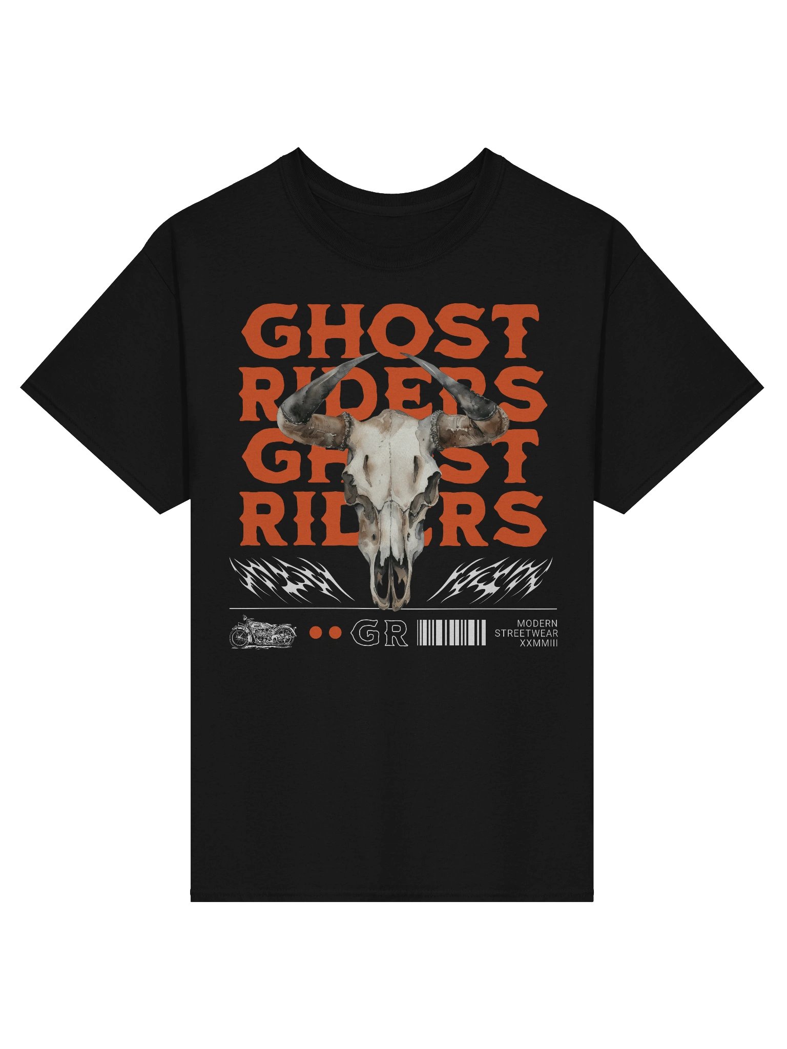 Unique Ghost Riders Horn Skull T-Shirt for Motorcycle Wear product image (1)