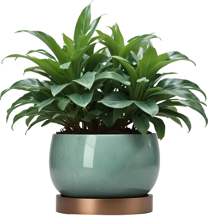 Jade Signature – Round Jade Planter with Copper Base PNG product image (1)
