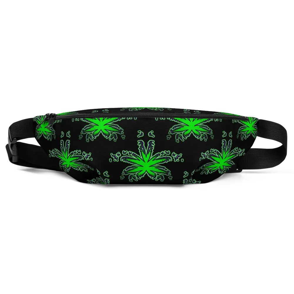 Black Green Purple Weed Leaf Fanny Pack, 420 Cannabis Bag, Stoner Fashion Accessory product image (1)