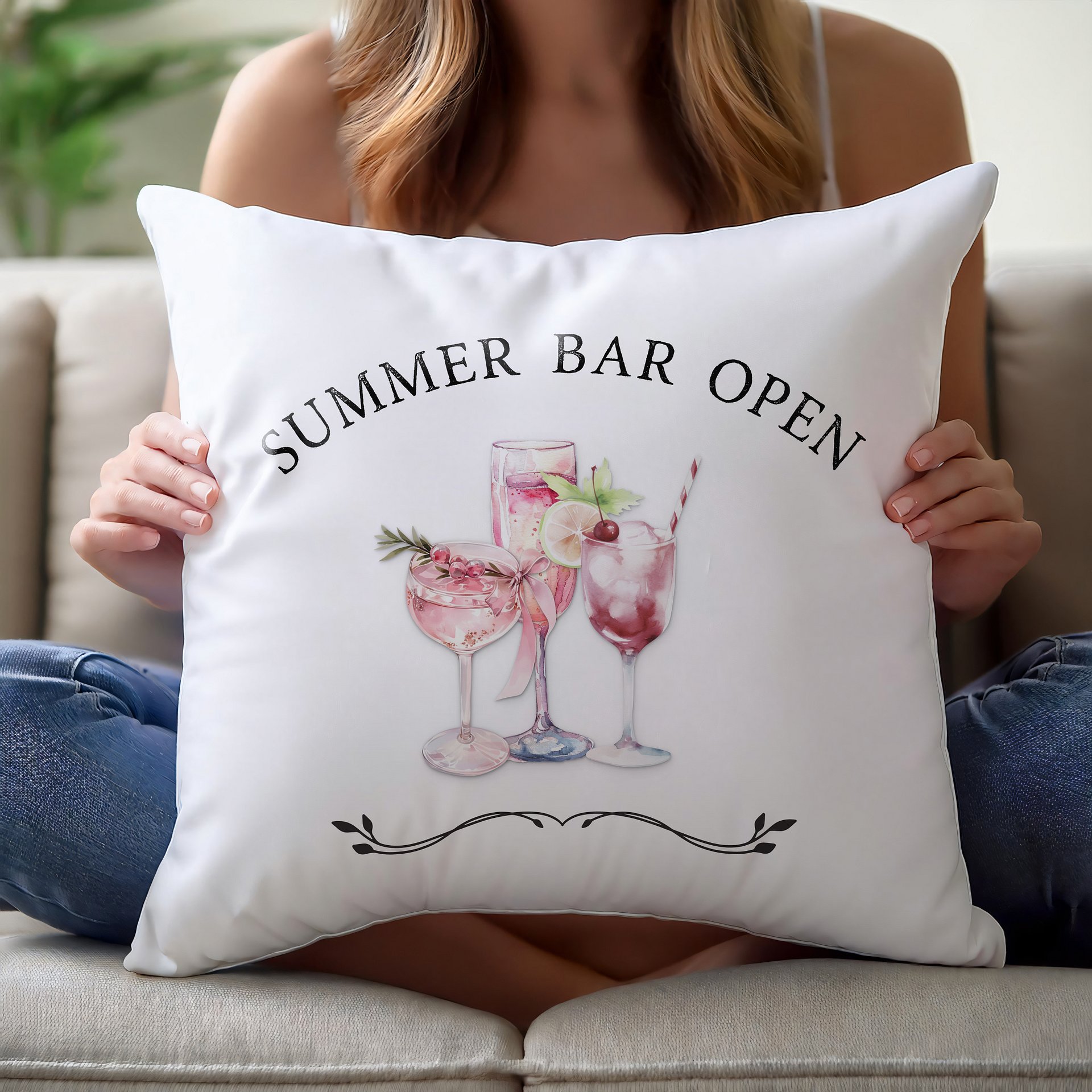 Open Summer Bar Premium Pillow / Sommer Bar Premium Kissen Geschenkidee product image (2)