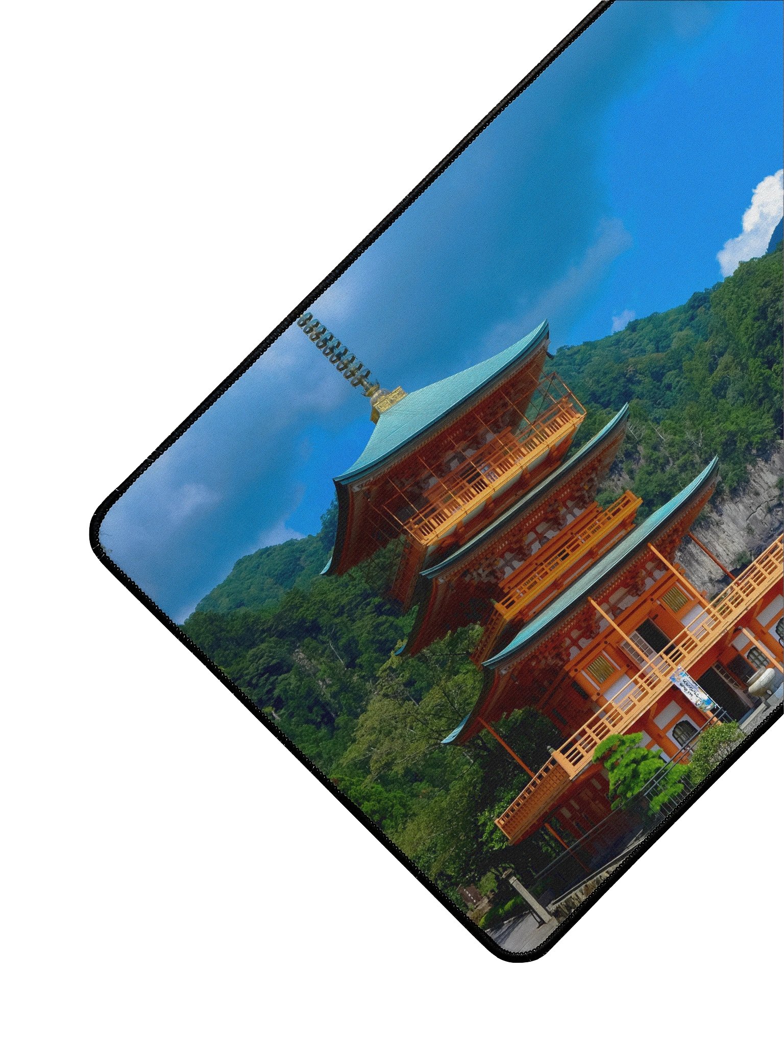 Pagoda Waterfall Sanctuary Desk Mat (15.5