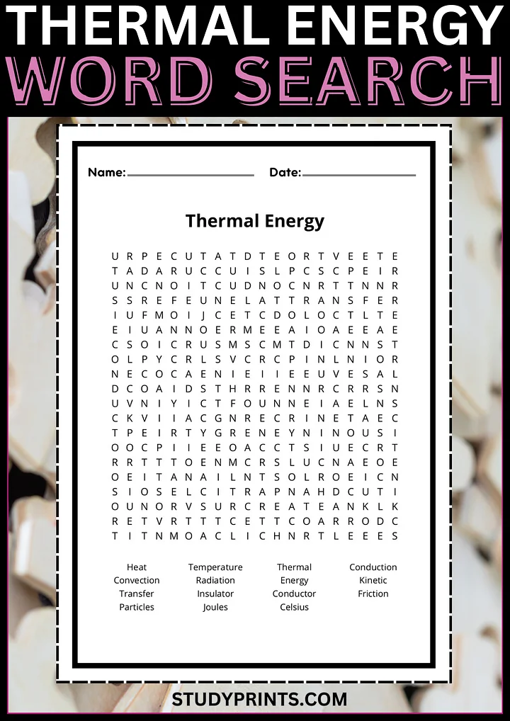 Thermal Energy Word Search Puzzle Printable product image (1)