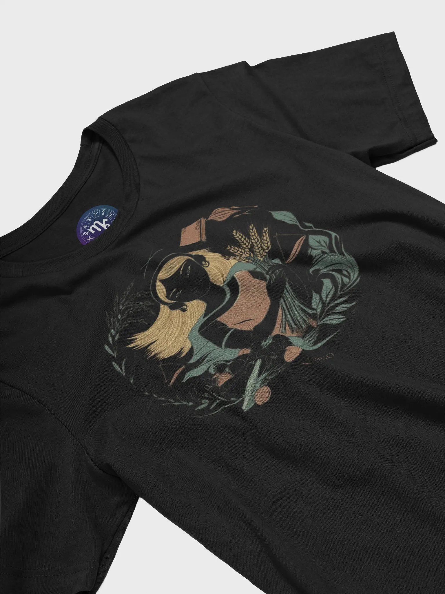 Virgo Zodiac Unisex Supersoft T-Shirt with Maiden & Wheat Design product image (5)