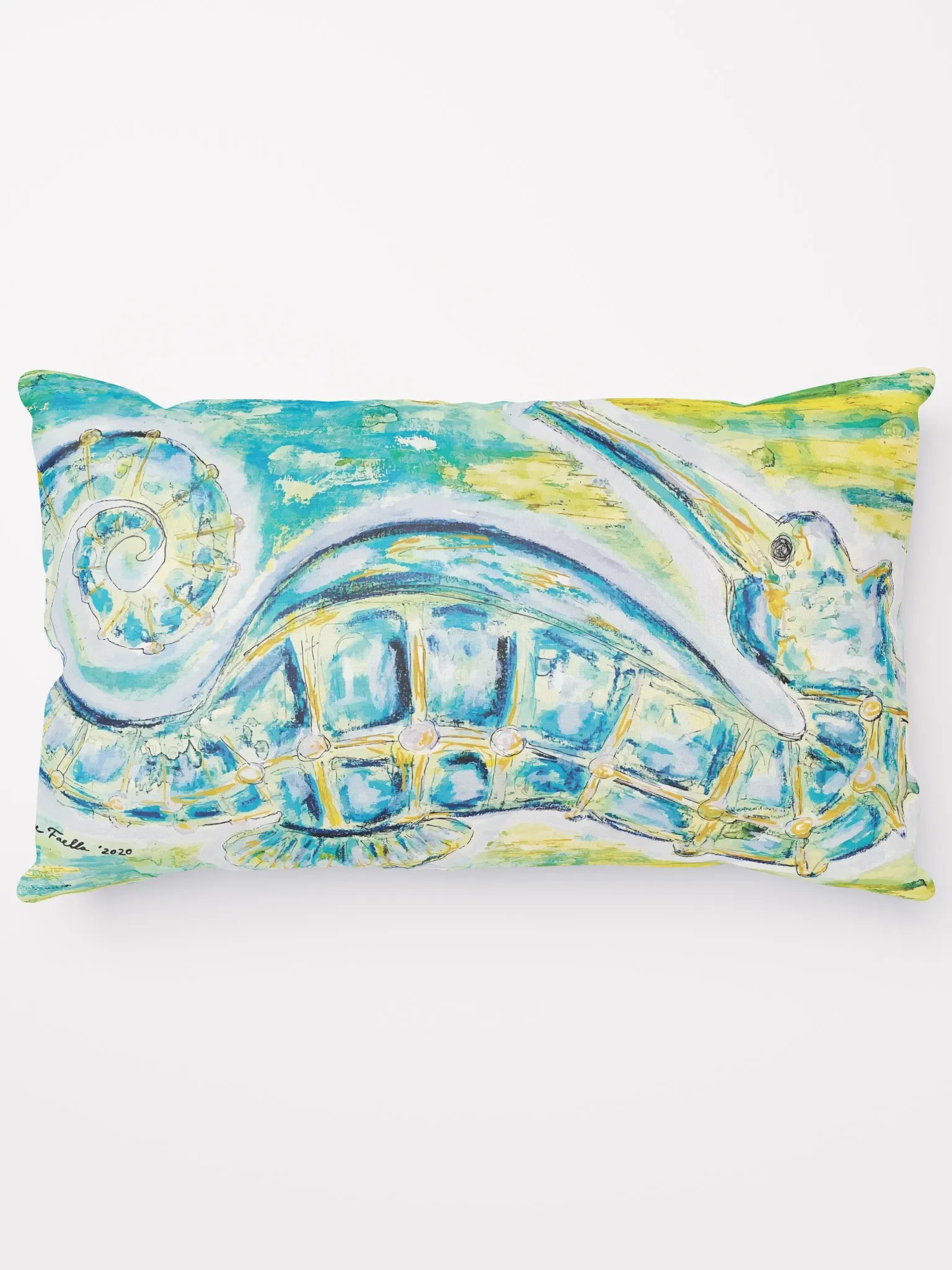 Painted Seahorse Pillow | by Monique Faella Designs™ | All-Over Print Pillow | Classic Comfort | Machine-Washable | Hidden Zipper | 100% Polyester | product image (1)