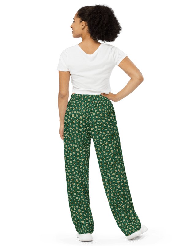Green Mini Leopard Pattern Wide-Leg Pants product image (4)
