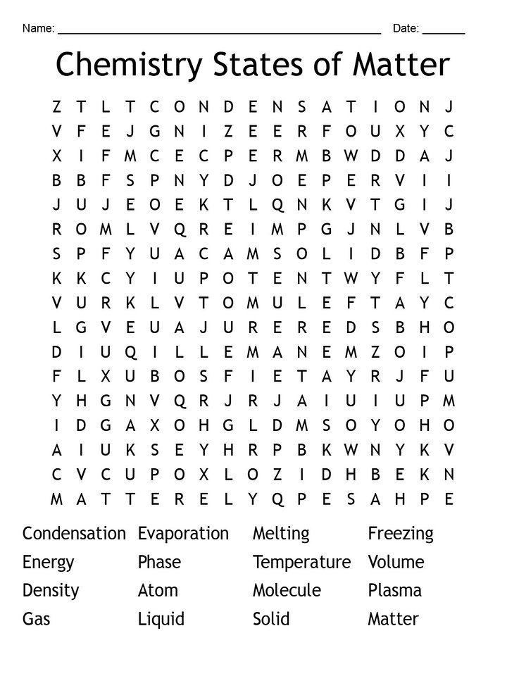 Printable Chemistry States of Matter Word Search – 16 Key Vocabulary Puzzle Activities! product image (1)