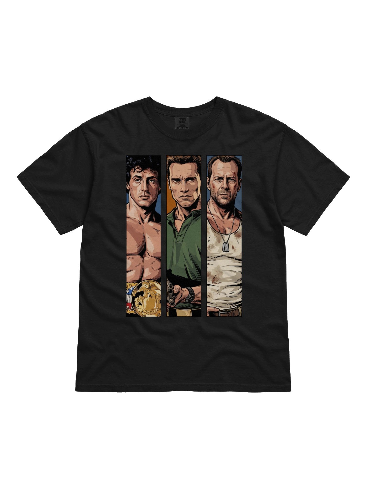 Stallone, Schwarzenegger, Willis Action Trio T-Shirt product image (9)