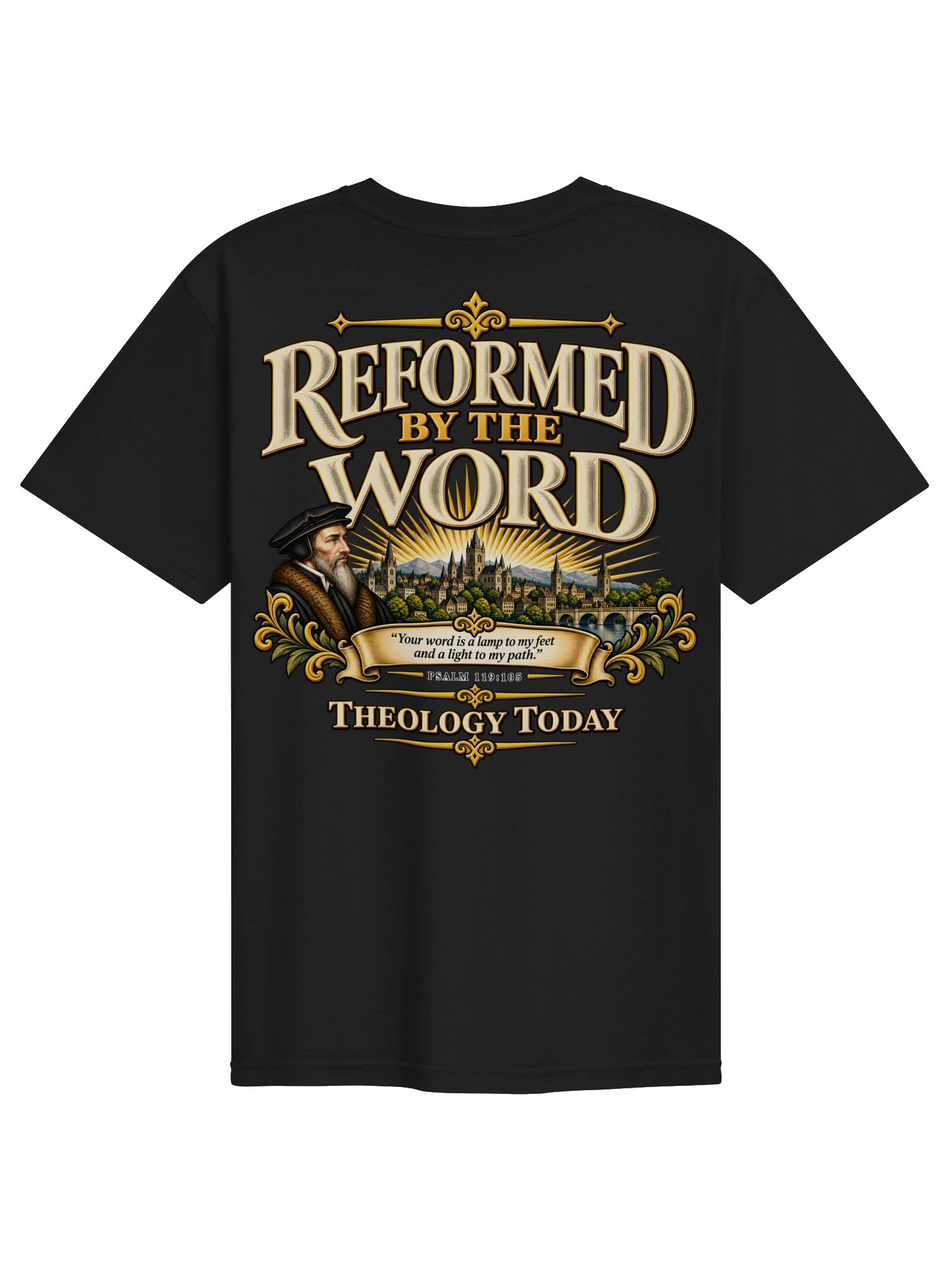 Reformed by the Word | John Calvin Reformation T-Shirt product image (2)