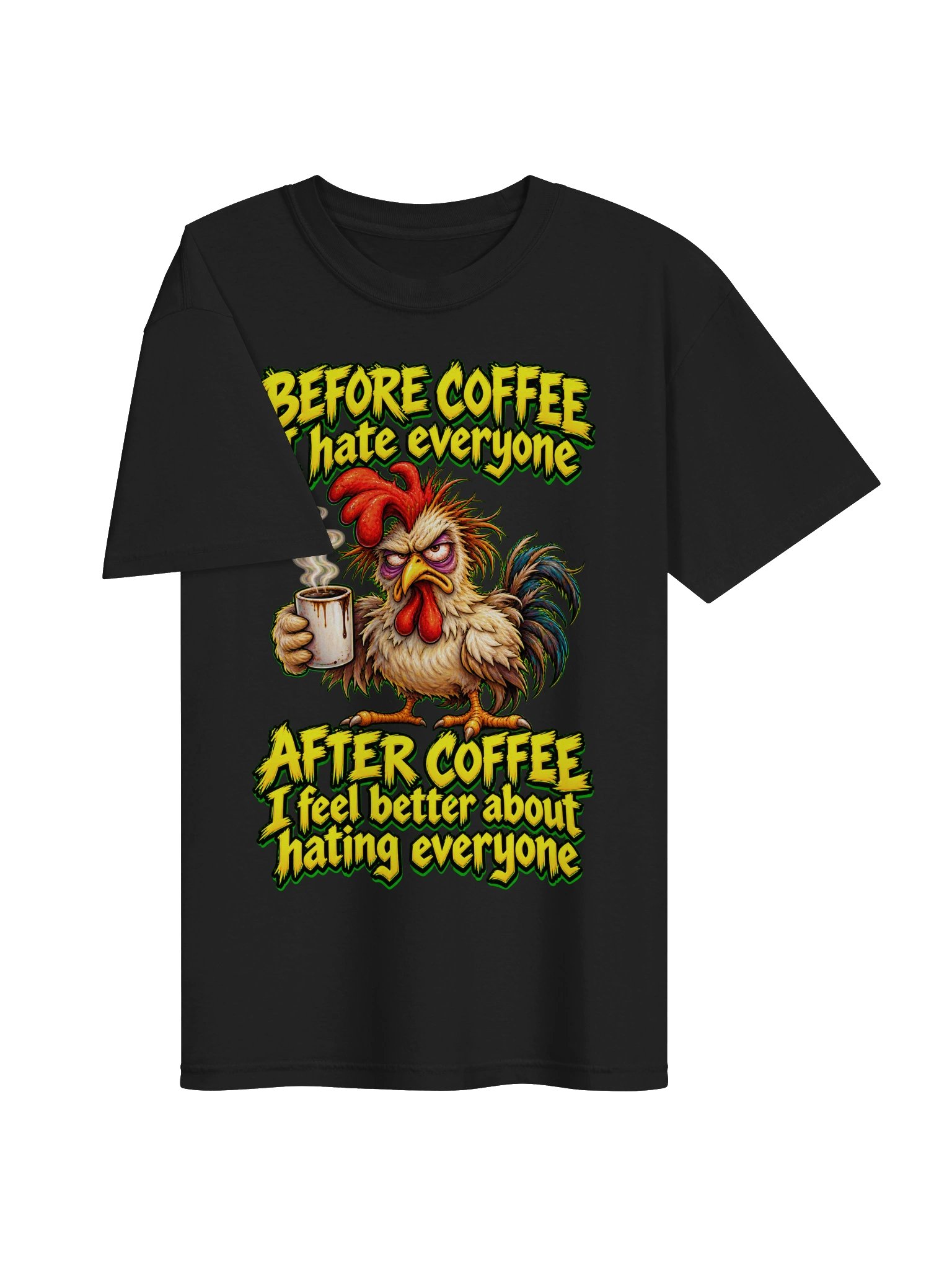 Before Coffee – Rooster Graphic T-Shirt product image (3)