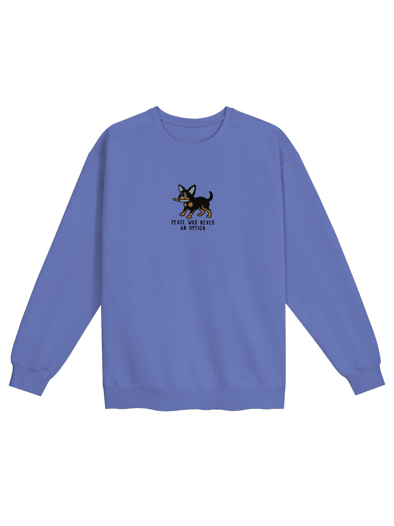 Peace Was Never an Option Funny Chibi-Style Embroidered Premium Sweatshirt for Chihuahua(Black & Tan) Owners product image (9)