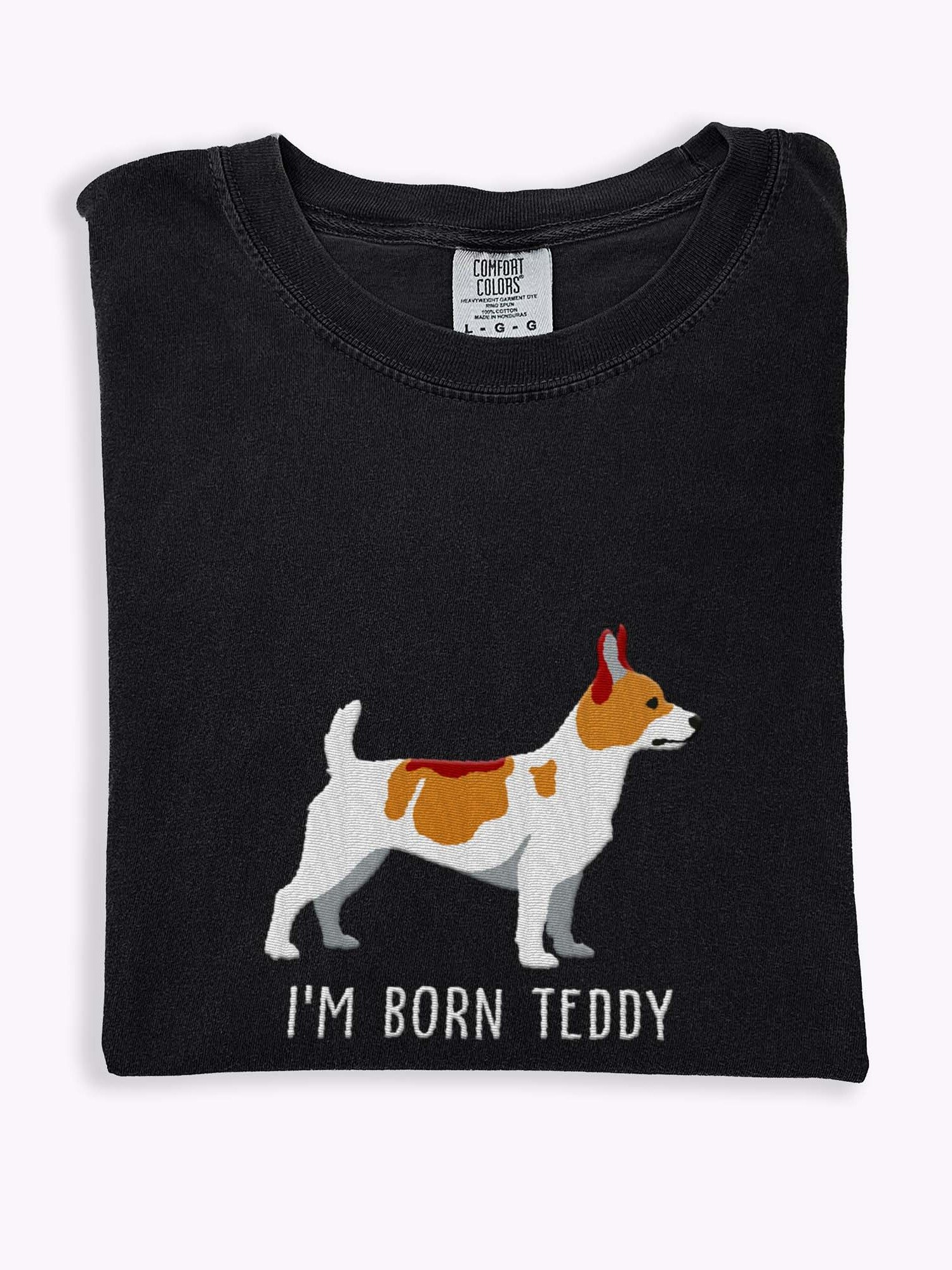 I'm Born Teddy T-Shirt(Embroidered) of a Teddy Roosevelt Terrier(Brown & White) product image (1)