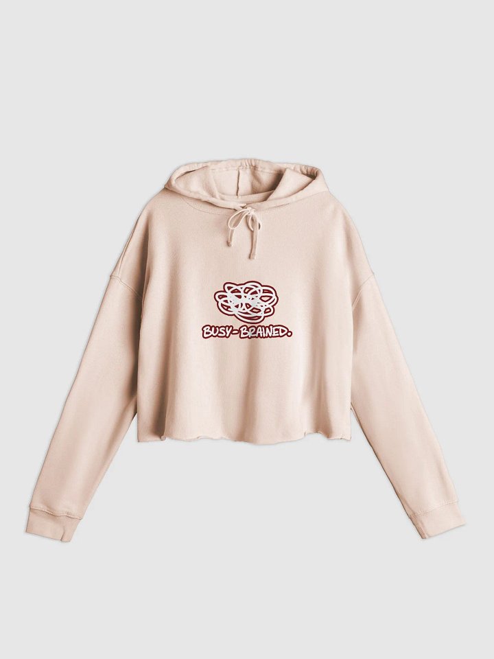 BUSY-BRAINED (lined design, #6D1616) lightweight cropped hoodie product image (3)