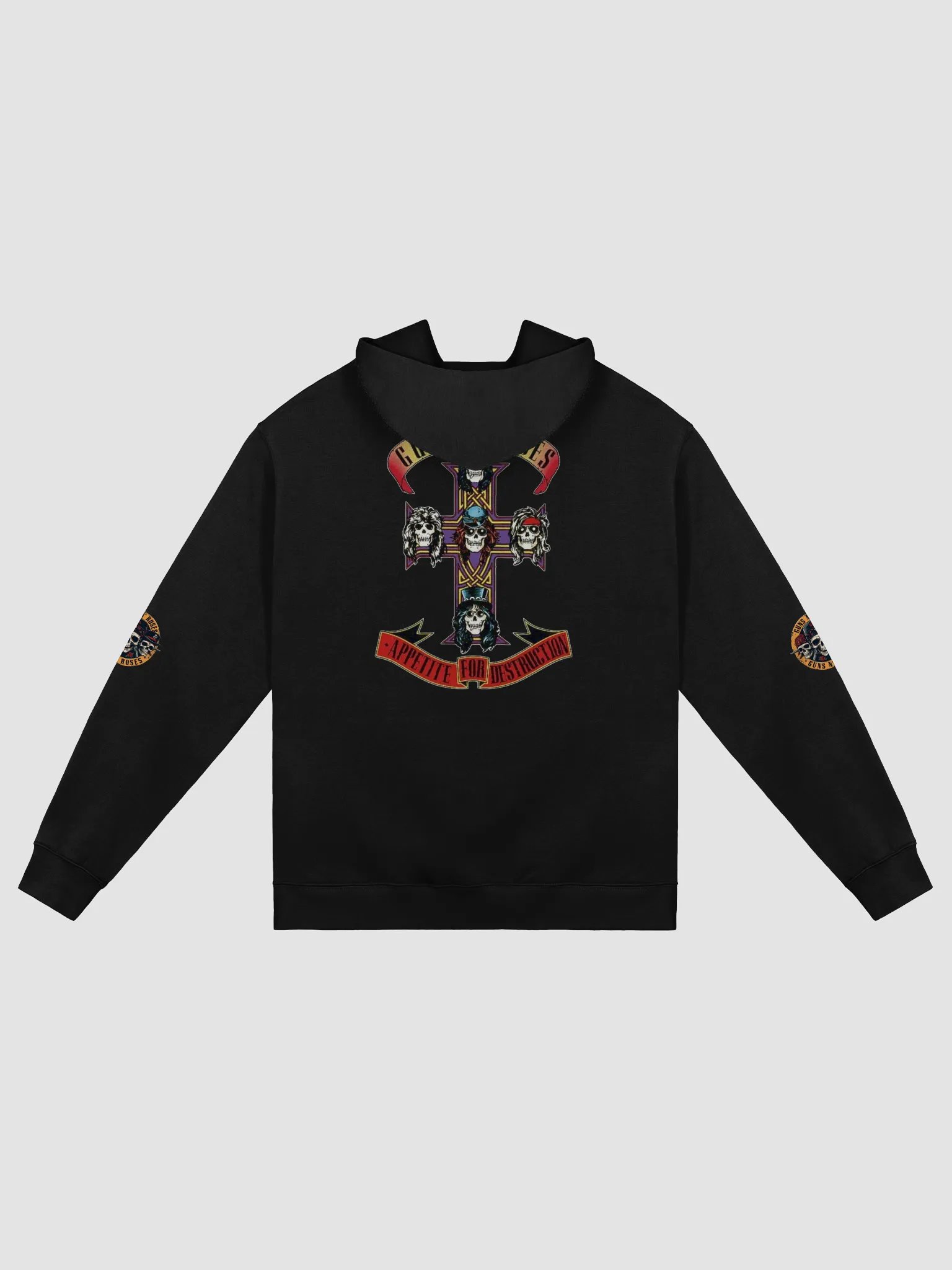 Guns N’ Roses Appetite for Destruction Hoodie | Cross Skull Chest & Sleeve Graphics | Classic Hard Rock Outerwear product image (2)
