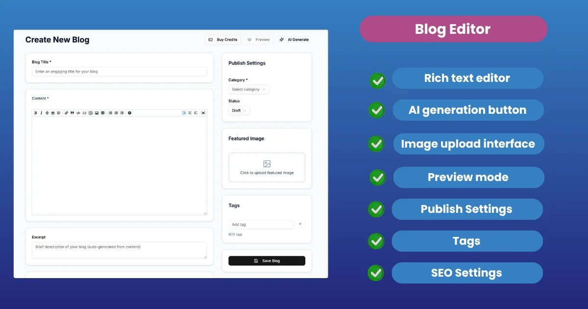 InkGenius - AI Blog Creation Platform | Complete SaaS Solution | Next.js + Node.js + AI Integration product image (5)