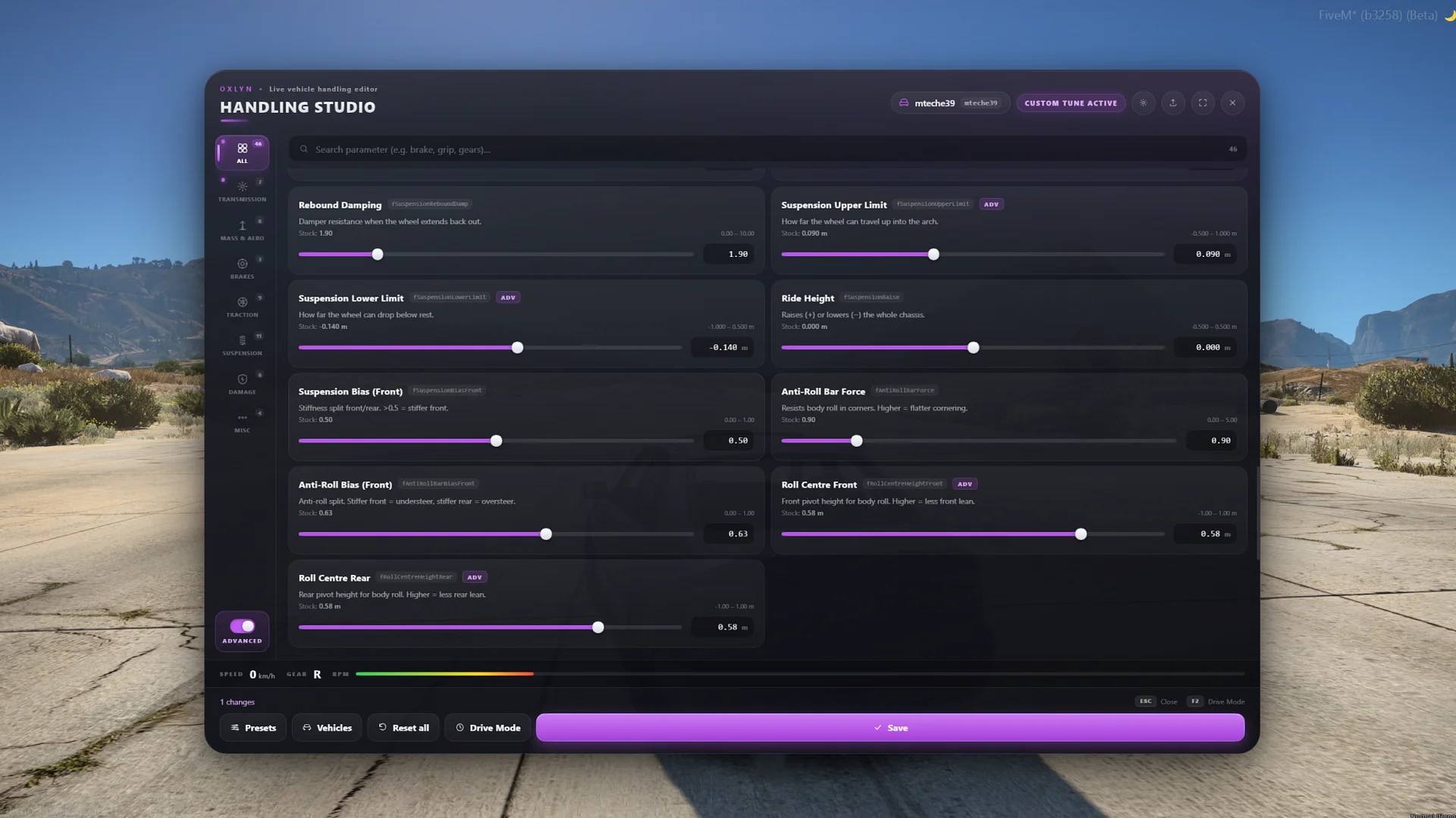 FiveM Handling Editor Script 🏎️ Real-Time Tuning, Vehicle Classes & Auto-Edit (ESX/QB/QBox) product image (2)