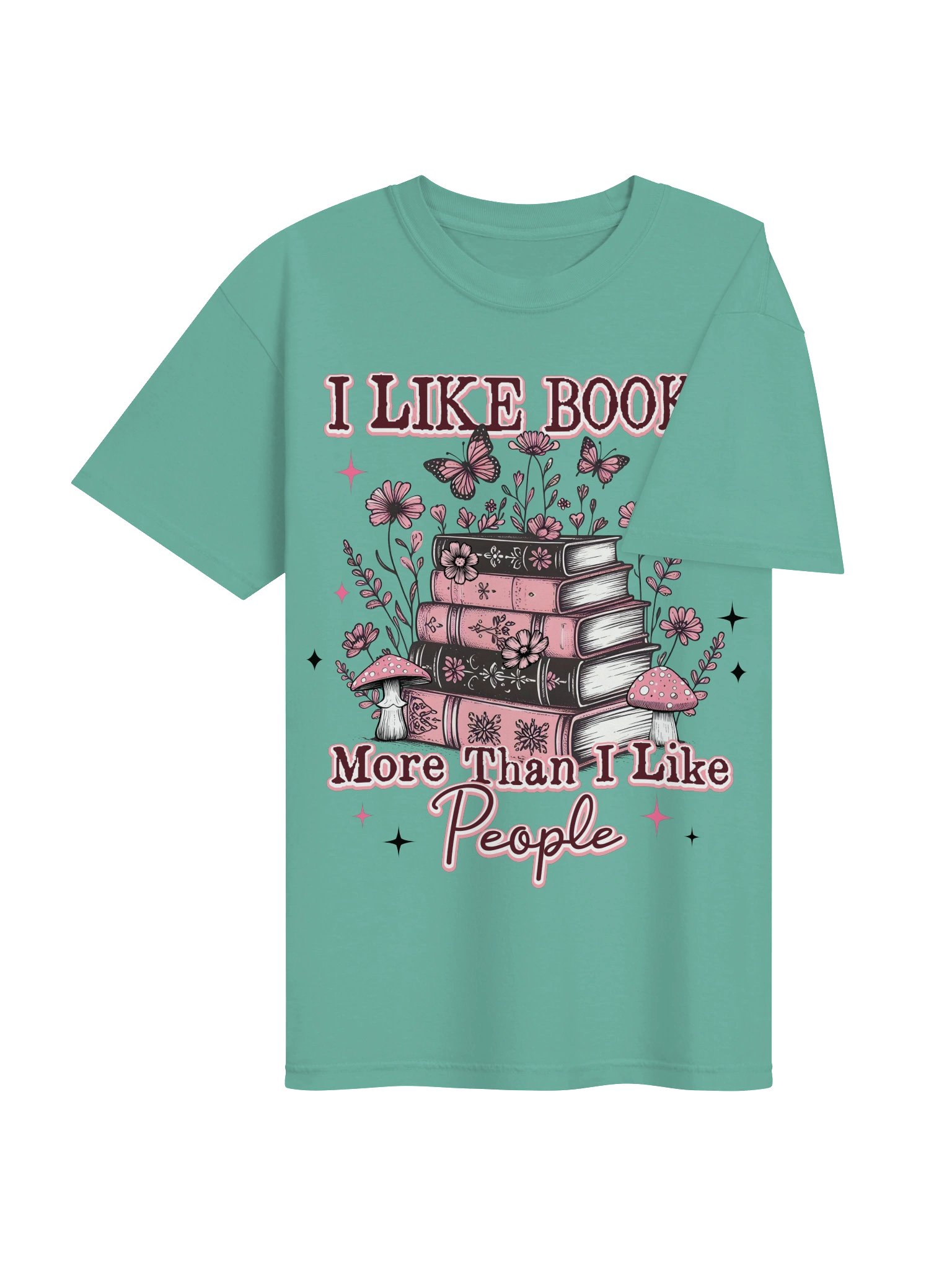 I Like Books Shirt, Coquette Wildflower Stacked Books Graphic Tee, Book Lover Aesthetic Gift product image (4)
