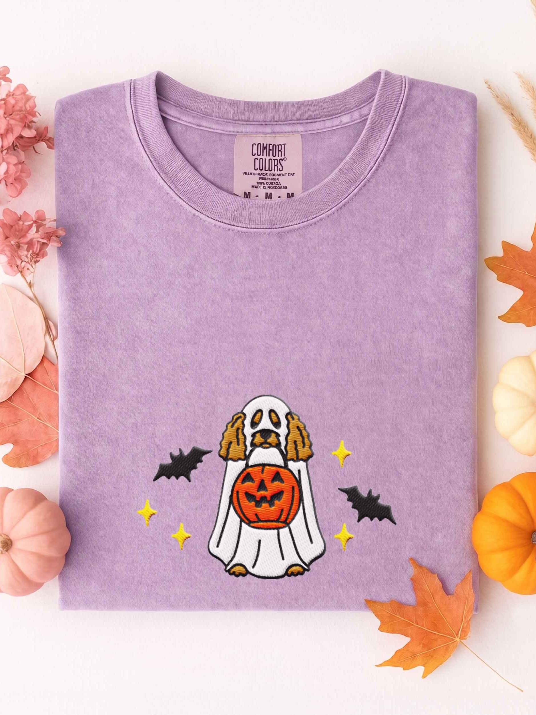 Halloween Miniature Poodle(Tan) Embroidered T-Shirt product image (1)