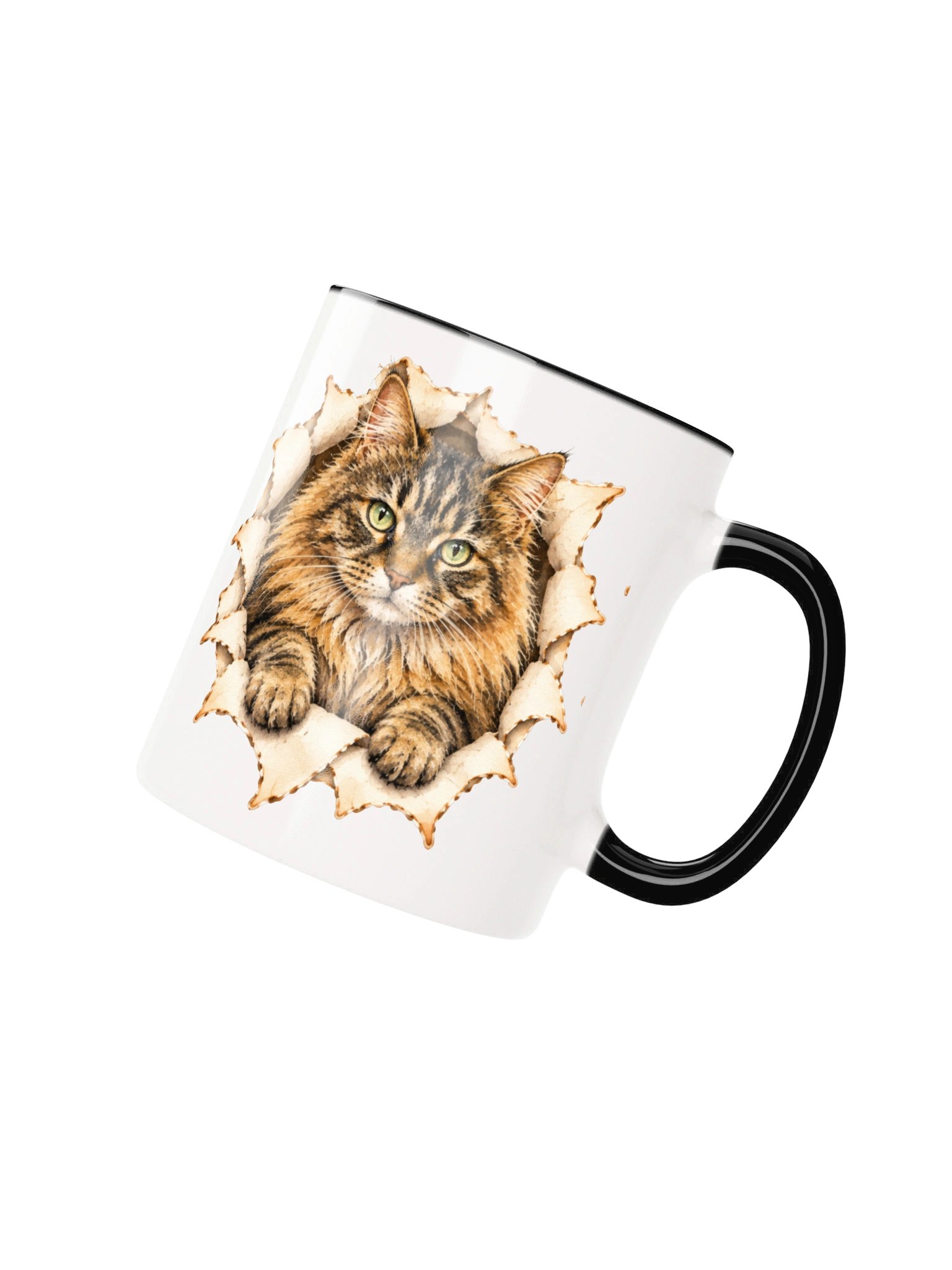Peekaboo Fluffy Tabby Cat Front and Back Mug product image (2)